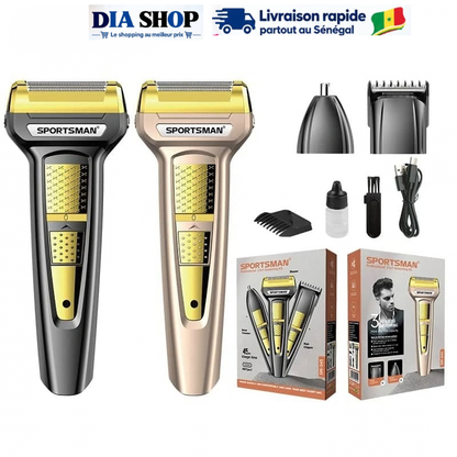 Tondeuse SPORTSMAN 3 EN 1 – Rasoir Multifonction Cheveux, Barbe & Nez