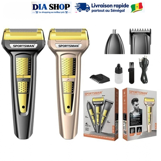 Tondeuse SPORTSMAN 3 EN 1 – Rasoir Multifonction Cheveux, Barbe & Nez