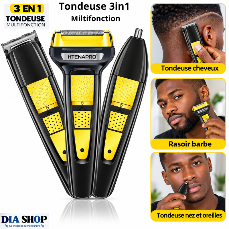Tondeuse SPORTSMAN 3 EN 1 – Rasoir Multifonction Cheveux, Barbe & Nez