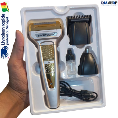 Tondeuse SPORTSMAN 3 EN 1 – Rasoir Multifonction Cheveux, Barbe & Nez